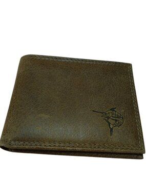 ZEP-PRO Genuine Leather Embossed Marlin Tuna Brown Bifold Wallet Folding